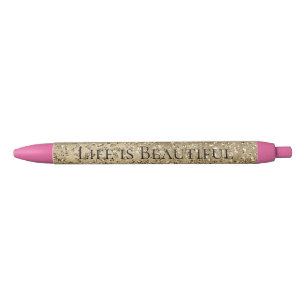 Stylo Noir Gold Glam Glitzy Parties scintillant Empreinte de