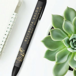 Stylo Noir Gold Heart Salon Promotion d'affaires