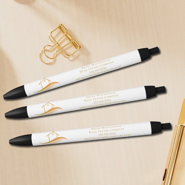 Stylo Noir Gold House Real Estate Company Custom Marketing (Créateur téléchargé)