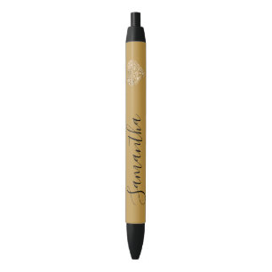 Stylo Noir Gold Parties scintillant Heart Nom personnalisé