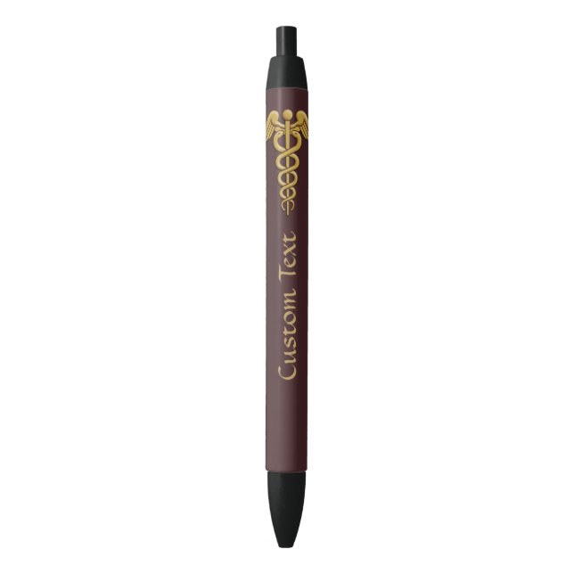 Stylo Noir Golden Double Snake Caduceus (devant Vertical)