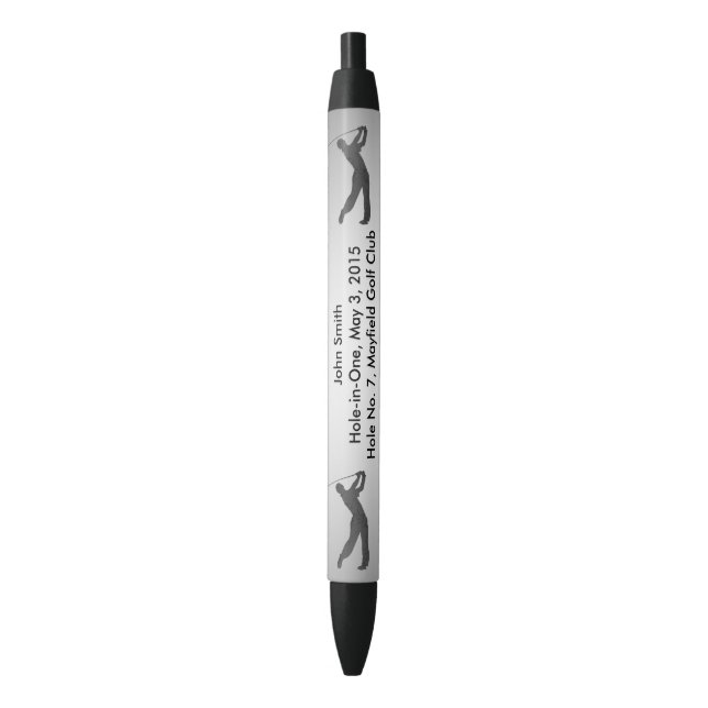 Stylo Noir Golf Trou-dans-un la commémoration personnalisable (devant Vertical)