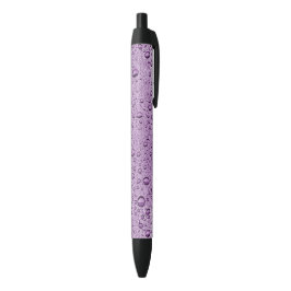 Stylo Noir gouttelettes d'eau violette