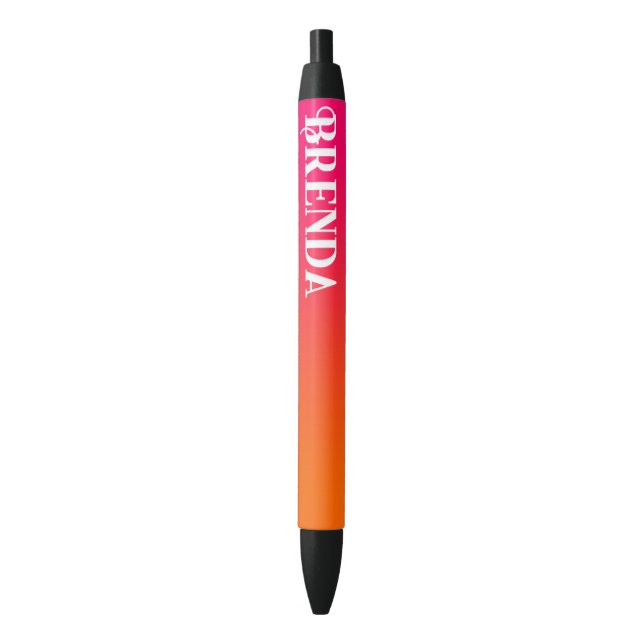 Stylo Noir Gradient rose et orange brillant Personnalisé (devant Vertical)