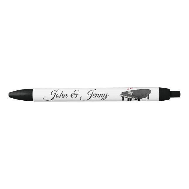 Stylo Noir Grand Piano Musicien Personnalisé Mariage Favorise (Devant)