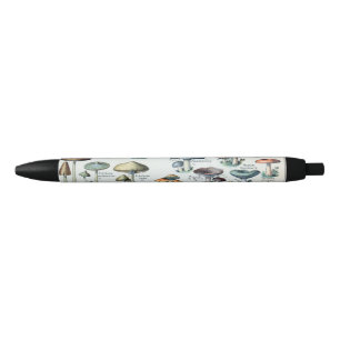 Stylo Noir Graphique des champignons comestibles Vintages