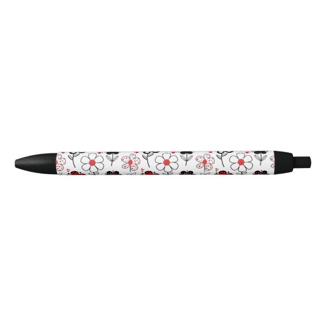 Stylo Noir Gras motifs floraux délice (Devant)