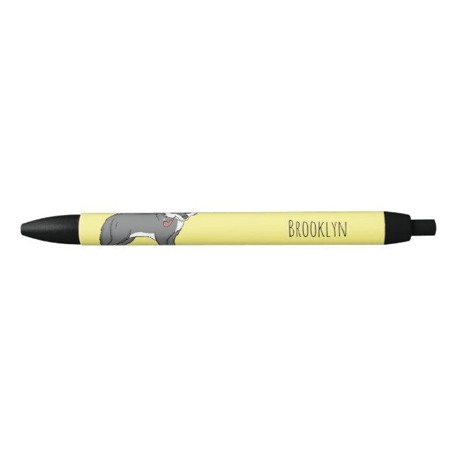Stylo Noir Gray wolf with pipe cartoon (Devant)