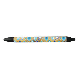 Stylo Noir Grèce Mati Mataki - motif des yeux malveillants d