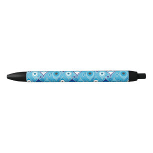 Stylo Noir Grèce Mati Mataki - motif des yeux malveillants d