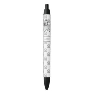 Stylo Noir Grey Cairn Terrier Cute Cartoon Chien & Nom