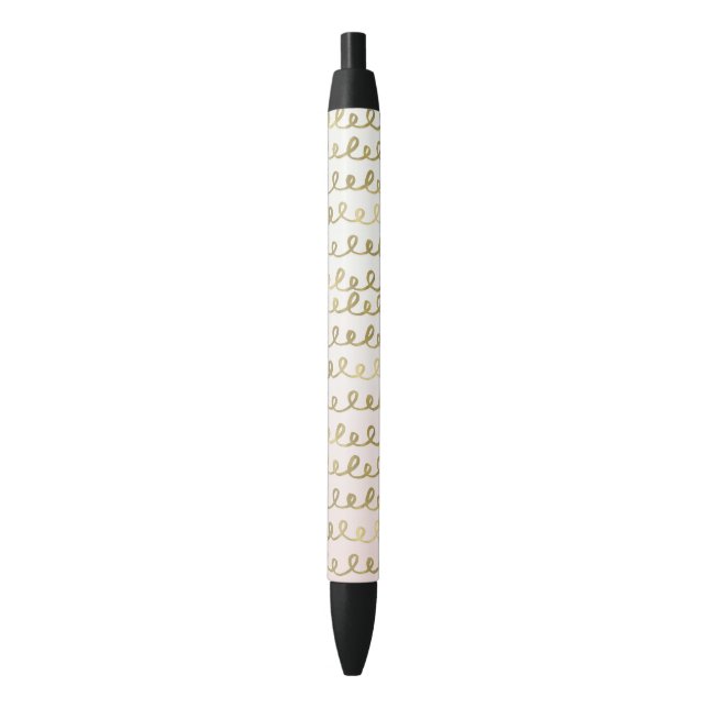 Stylo Noir Gribouillis de pêche d'or (devant Vertical)