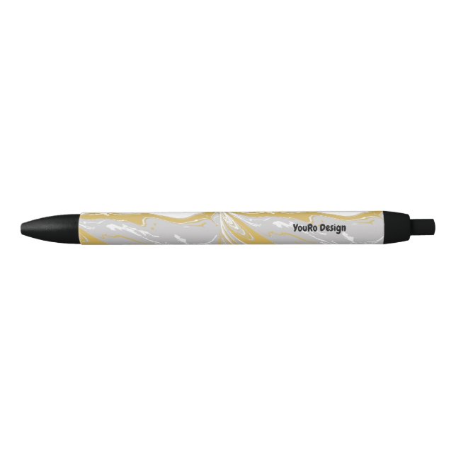 Stylo Noir Gris or Marbre monogrammé (Devant)