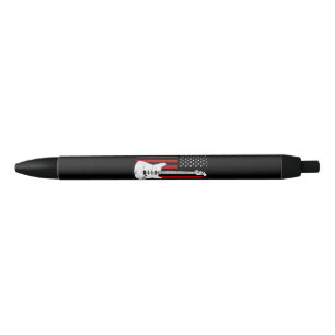 Stylo Noir Guitare Lecteur de Musique Drapeau Américain US Gu