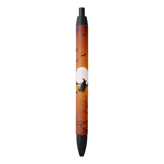 Stylo Noir Halloween sorcière Pleine lune (devant Vertical)