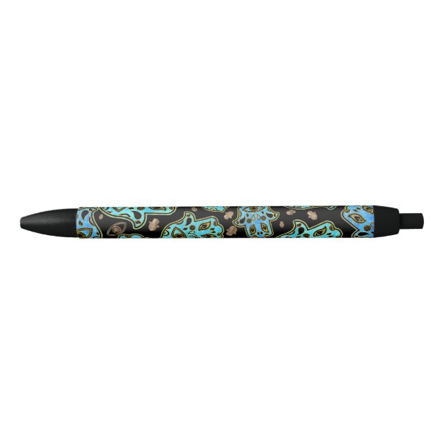 Stylo Noir Hamsa Hand-Hand - Hand of Fatima motif blues (Devant)