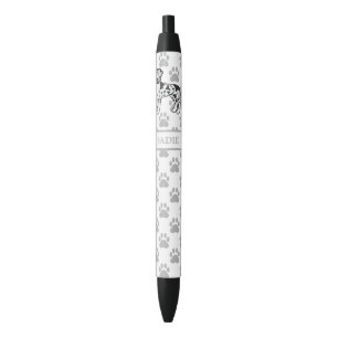 Stylo Noir Harlequin Great Dane Cute Cartoon Chien & Nom