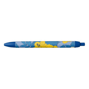 Stylo Noir Hibiscus fleurs et feuilles