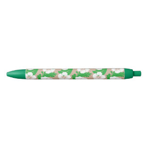 Stylo Noir Hibiscus hawaïen tropical Khaki beige