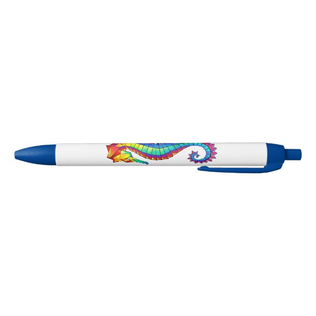 Stylo Noir Hippocampe polygonal arc-en-ciel (Bas)