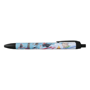 Stylo Noir Hiver Fun Noël Ski Labradors