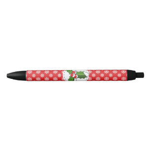 Stylo Noir Holly Berry on Red White Snowflakes
