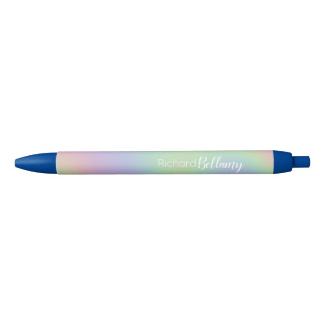 Stylo Noir Hologramme moderne Iridescente Nom arc-en-ciel (Devant)