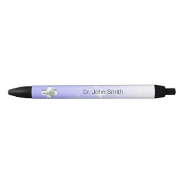 Stylo Noir Holographique Médicale 3D Caduceus Croix blanche