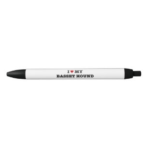 Stylo Noir I coeur mon Basset Hound