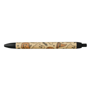 Stylo Noir Icônes Éffrayantes rétro sur Arrière - plan de crè