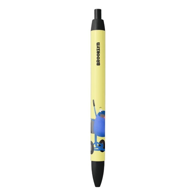 Stylo Noir Illustration amusante du mélangeur de ciment bleu (devant Vertical)