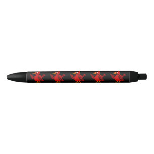Stylo Noir Illustration cardinale rouge drôle d'oiseau