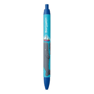 Stylo Noir Illustration de mignons baleines et voiliers