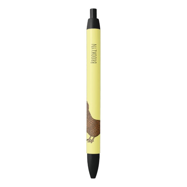 Stylo Noir Illustration de poulet à la polis chamois (devant Vertical)