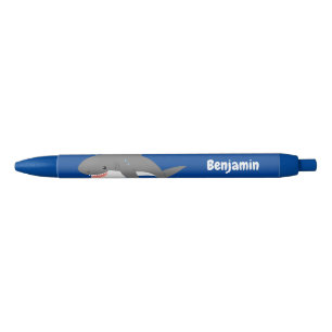 Stylo Noir Illustration joyeuse du grand requin blanc