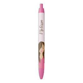 Stylo Noir Image De Fille Belle Brunette Avec Nom Personnalis