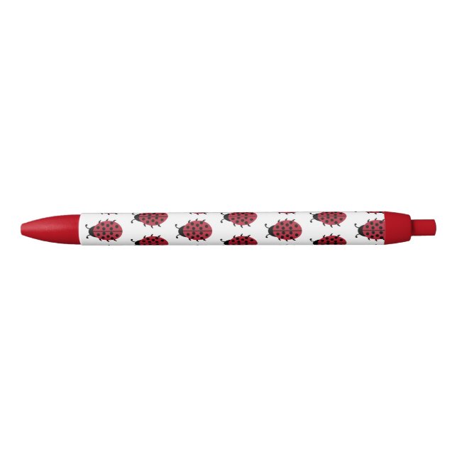 Stylo Noir Image du Motif Red and Black Ladybug (Devant)