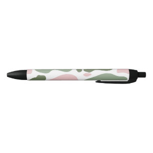 Stylo Noir Impression de vache jouée Sage Green et rose