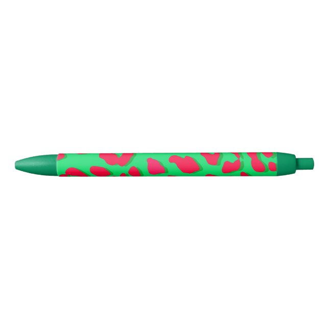 Stylo Noir Impression léopard rouge vert (Devant)