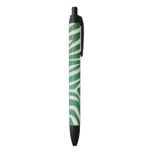 Stylo Noir Impression verte et blanche Zebra