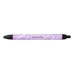 Stylo Noir Impression Zèbre Violet