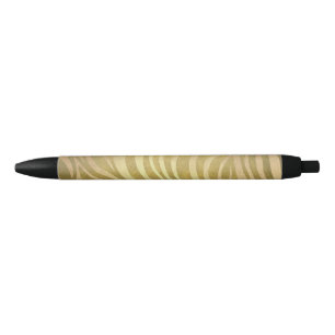 Stylo Noir Imprimé Zèbre Bronze Doré Safari Jungle Glamour