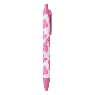 Stylo Noir Imprimer Monogramme Animal Rose Cow