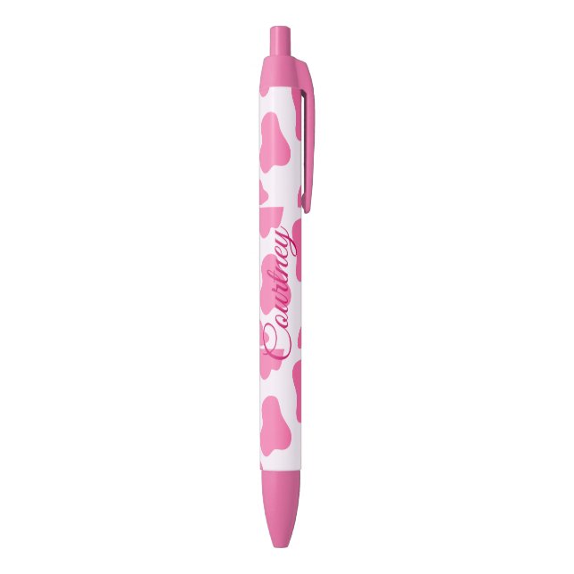 Stylo Noir Imprimer Monogramme Animal Rose Cow (Bas (Vertical))