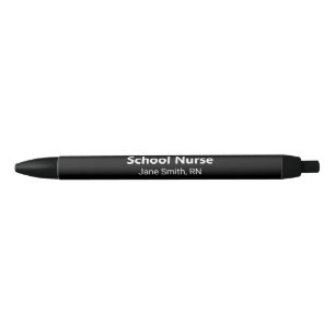 Stylo Noir Infirmière avec nom Noir et Blanc