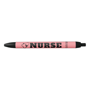 Stylo Noir Infirmière personnalisée Stethoscope Coral Rose