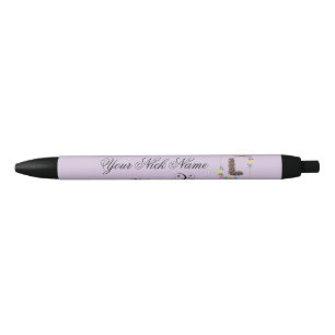 Stylo Noir Initiale florale élégante L