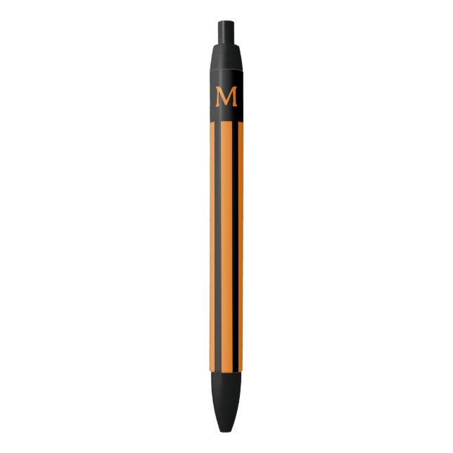 Stylo Noir Initiale simple et triée orange (devant Vertical)