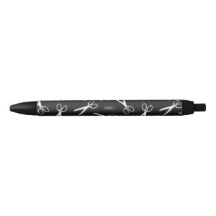 Stylo Noir Initiales argentées de coutume de motif de ciseau