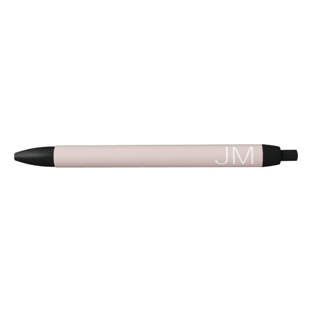 Stylo Noir Initiales monogrammes rose poudré tendance et surd (Devant)